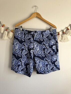 Polo Ralph Lauren Blue Paisley Stretch Straight Fit Shorts Beach Resort Wear 33